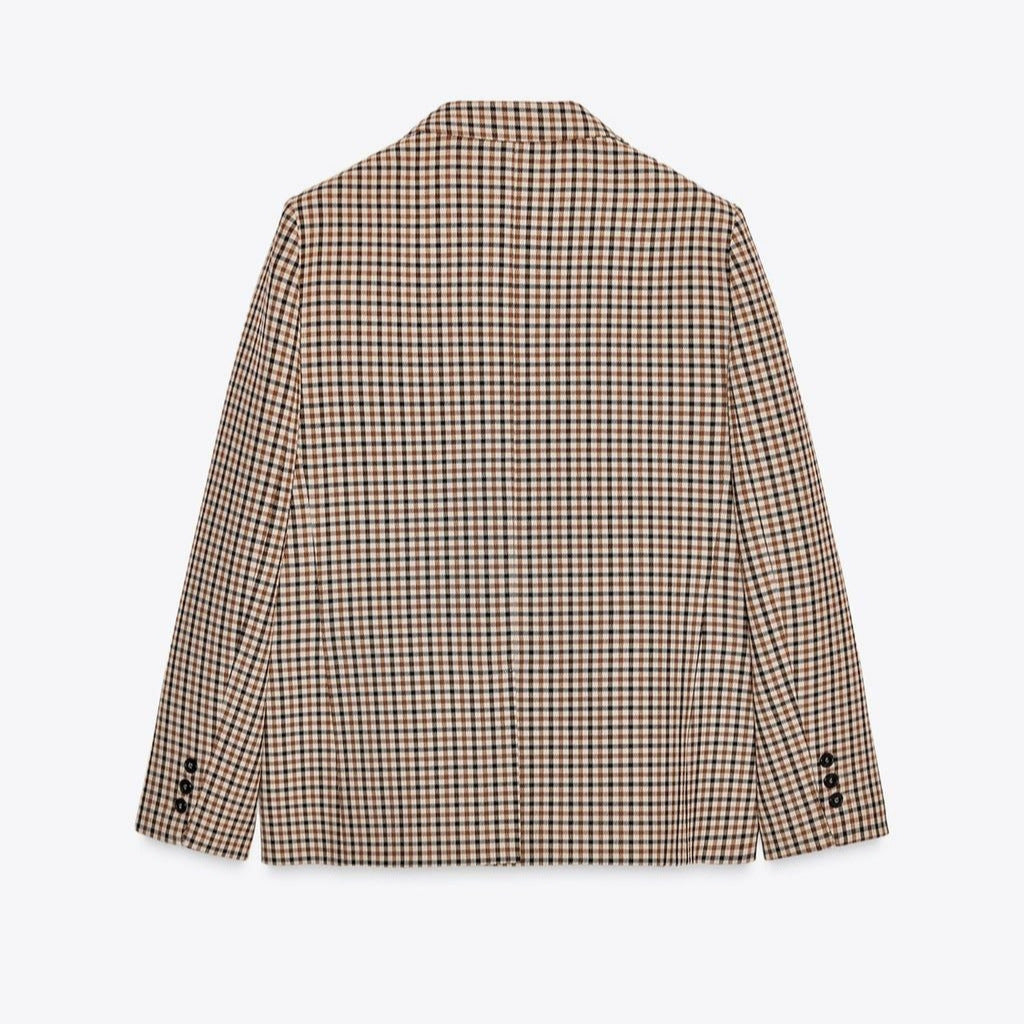 Women's Check Blazer in Modern Tailoring with Notch Lapel, Two-Button Closure and Lined Flap Pockets Mune Fashion