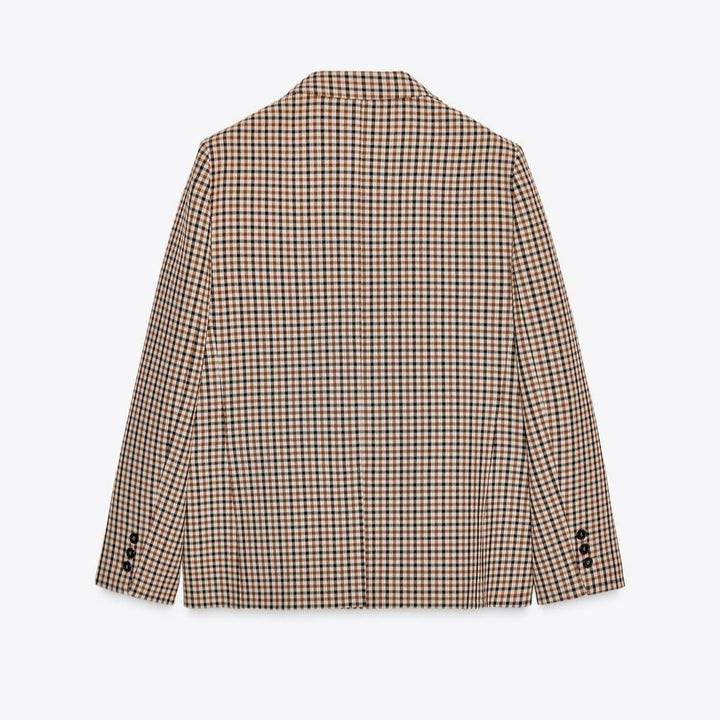 Women's Check Blazer in Modern Tailoring with Notch Lapel, Two-Button Closure and Lined Flap Pockets Mune Fashion