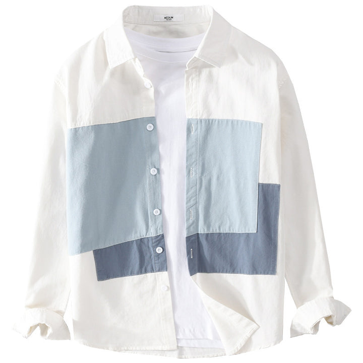 Men's cotton overshirt with colored block panels and Kent collar Mune Fashion