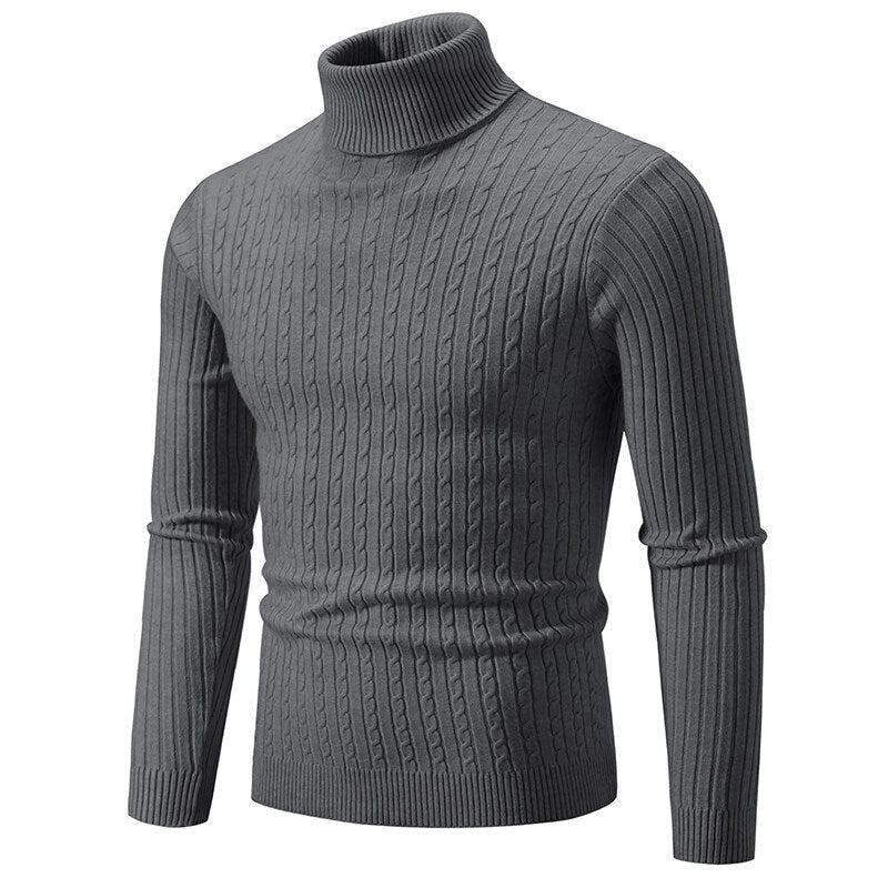Men's turtleneck sweater with cable knit and slim fit Mune Fashion