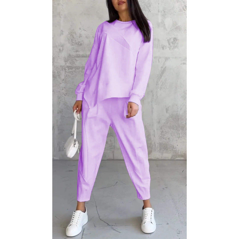 Women's Casual Two-Piece Lounge Set with Oversize Sweatshirt and Tailored Tapered Pants Mune Fashion