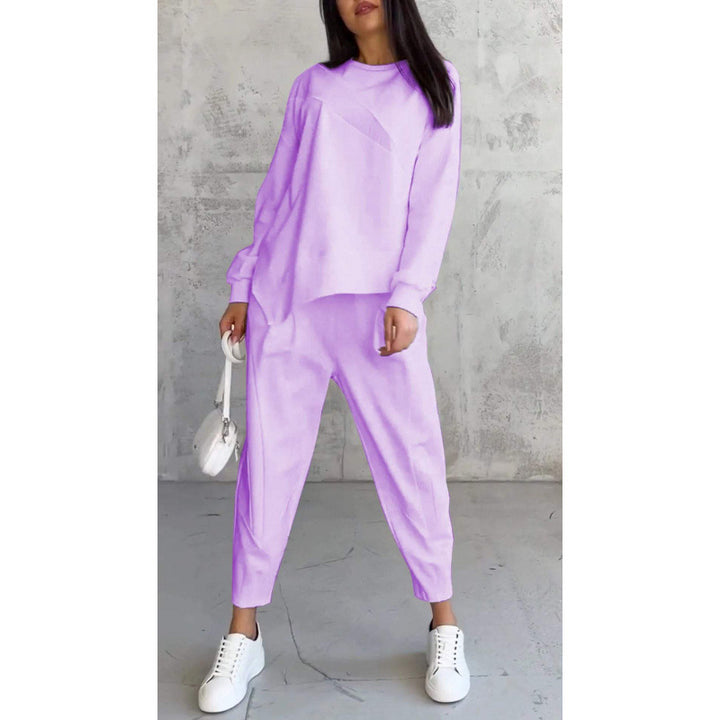Women's Casual Two-Piece Lounge Set with Oversize Sweatshirt and Tailored Tapered Pants Mune Fashion