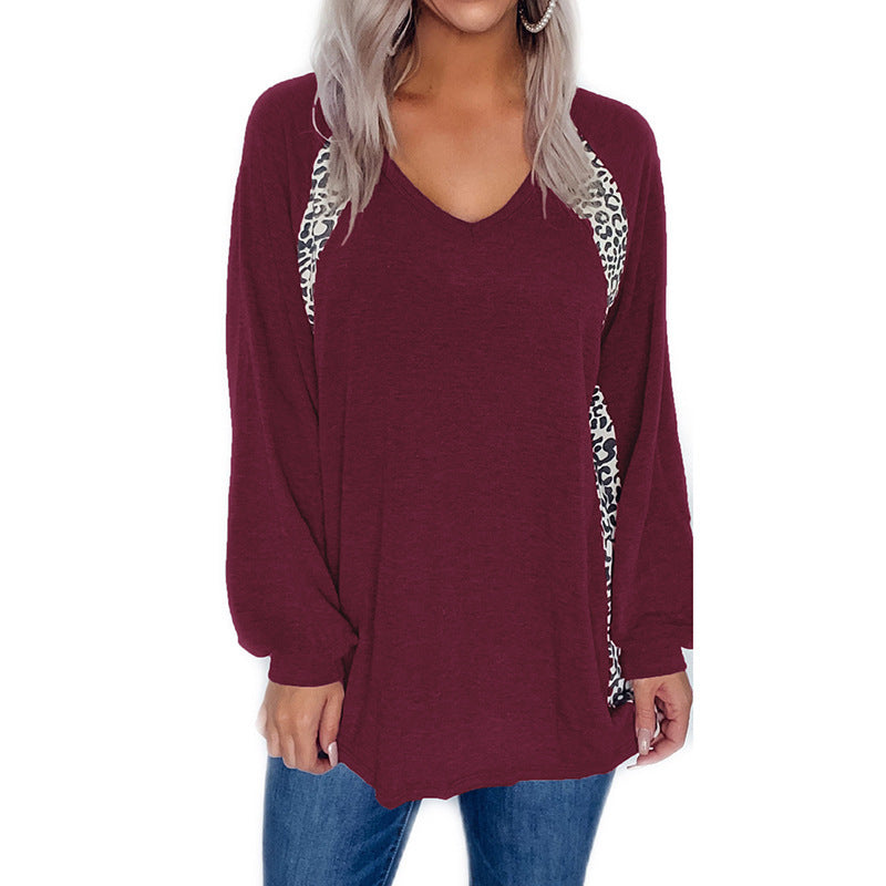 Women Oversize V-Neck Long Sleeve Tunic with Leo Side Inserts and Casual Silhouette Mune Fashion