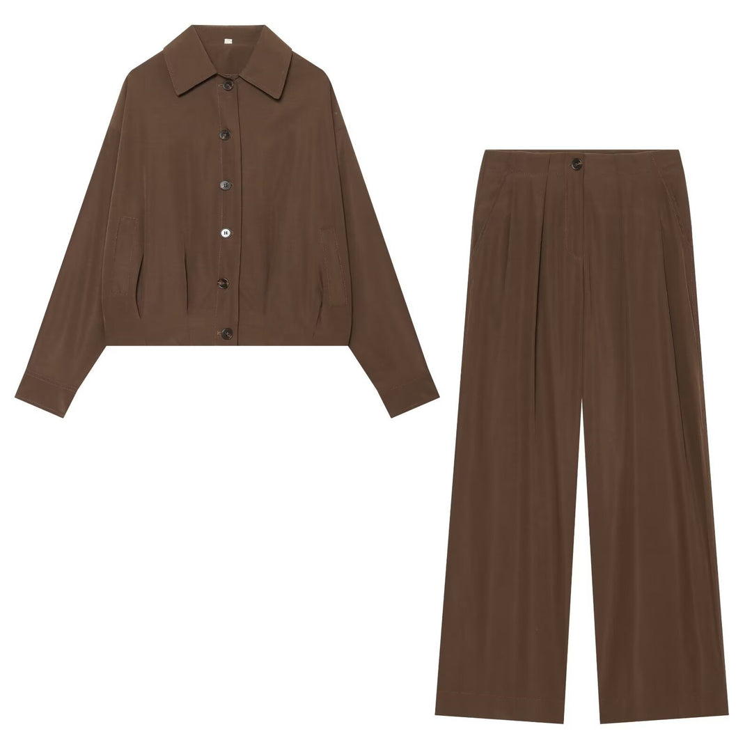 Women High-waisted Palazzo Pants with Pleats and Side Pockets Mune Fashion
