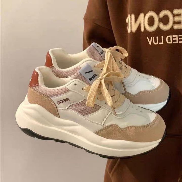 Women's Sporty Chunky Sneakers with Cushioned Insole and Breathable Upper Material Mune Fashion