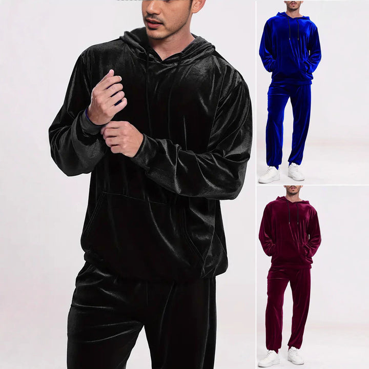 Men's velour leisure suit with hoodie and casual joggers Mune Fashion