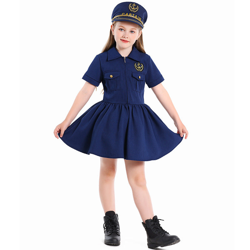 Girl Police Costume with Dress and Cap Mune Fashion