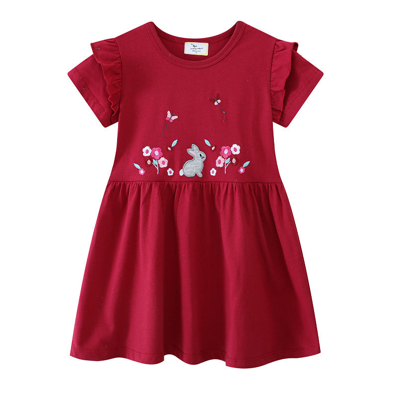 Girls leisure dress with cute rabbit and flower motif Mune Fashion