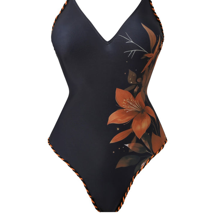 Women's Fashion Swimsuit with Floral Design and Transparent Wrap Skirt Mune Fashion