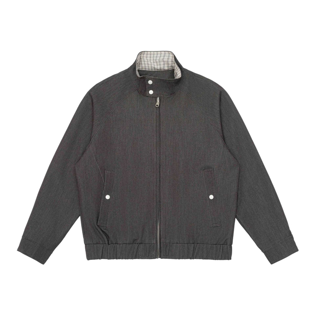 Unisex short jacket in denim mix with quilted division, stand-up collar and concealed zipper Mune Fashion