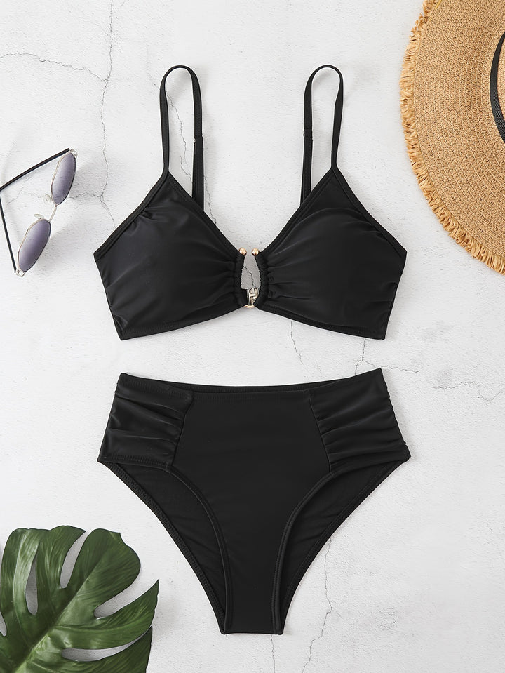 Women's High-Waisted Bikini Set with Refined Ruffle Design Mune Fashion