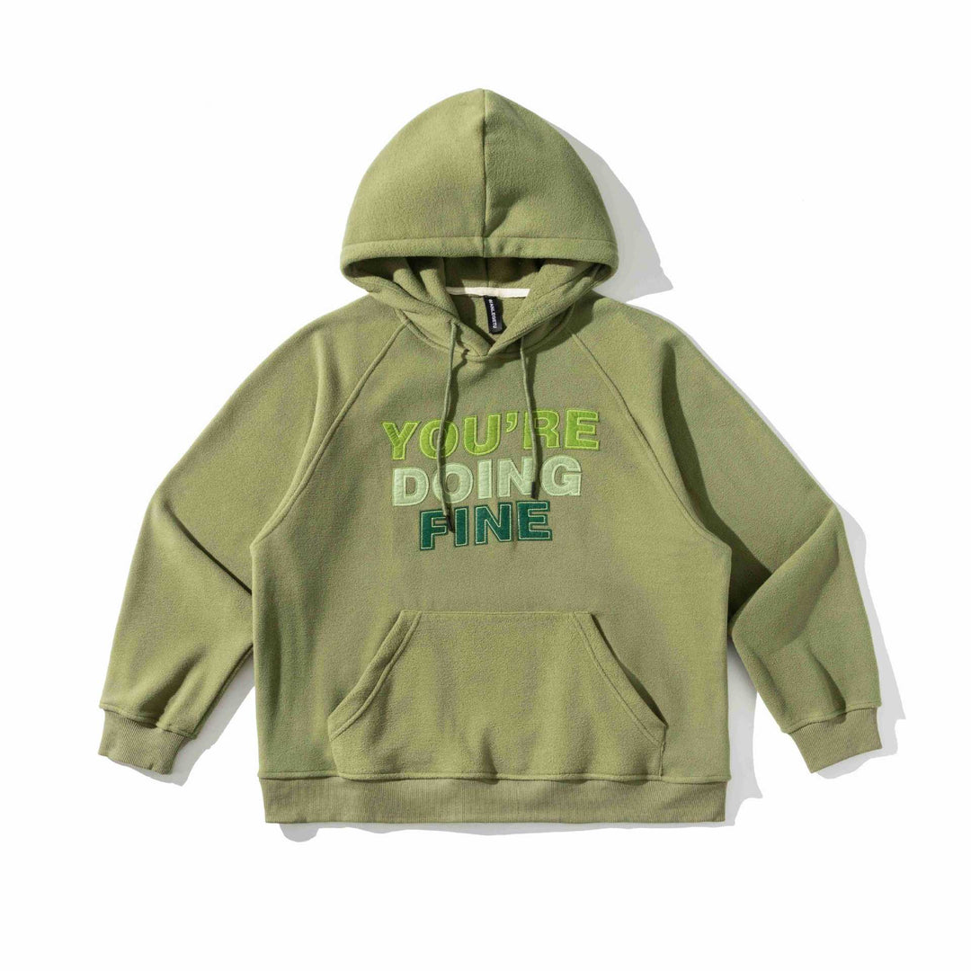Unisex Loose-Fit Fleece Hoodie with Statement Embroidery Mune Fashion