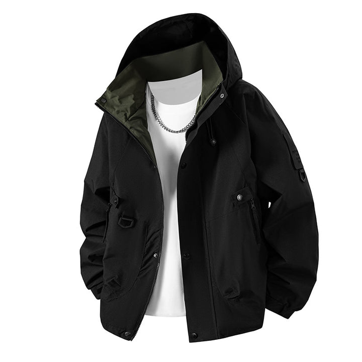 Men's Technical Utility Field Jacket with Hood, Water-Resistant Shell & Multi-Pocket Mune Fashion