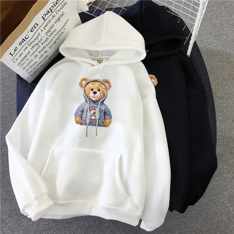 Unisex casual oversized hoodie with teddy front print, kangaroo pocket and soft fleece lining Mune Fashion