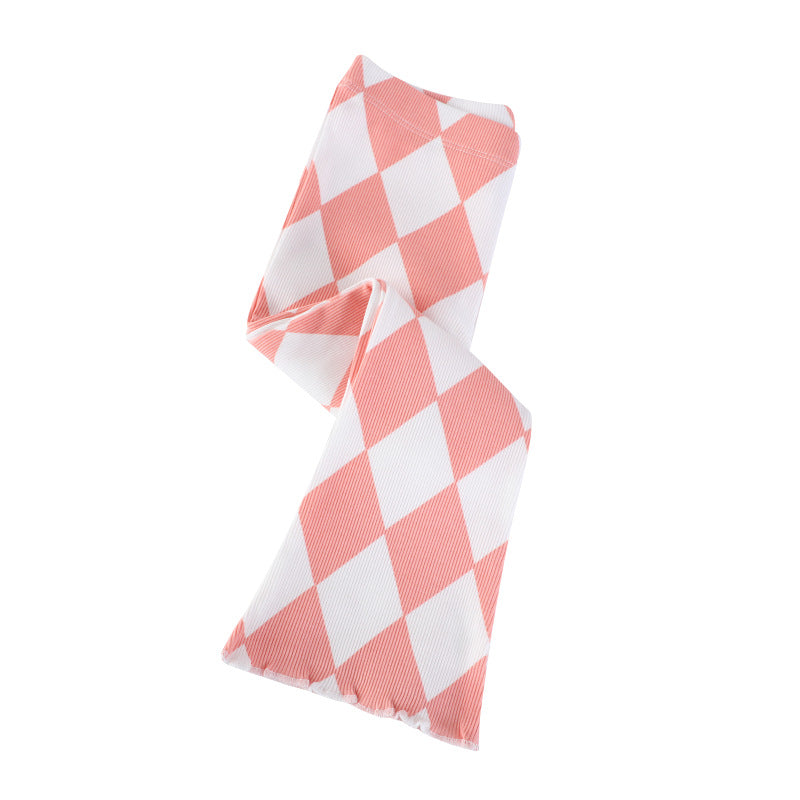 Girls flare pants with playful check pattern Mune Fashion