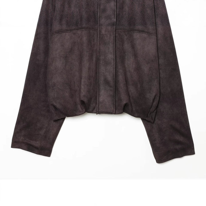 Women's short jacket in velvet look with high funnel collar and elastic hem Mune Fashion
