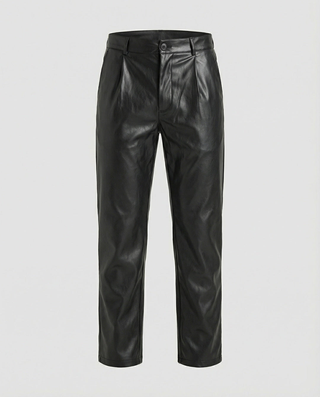 Men's faux leather trousers elegantly tailored