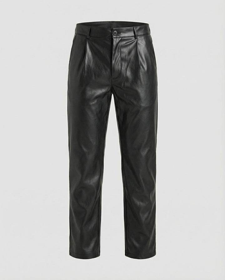 Men's faux leather trousers elegantly tailored