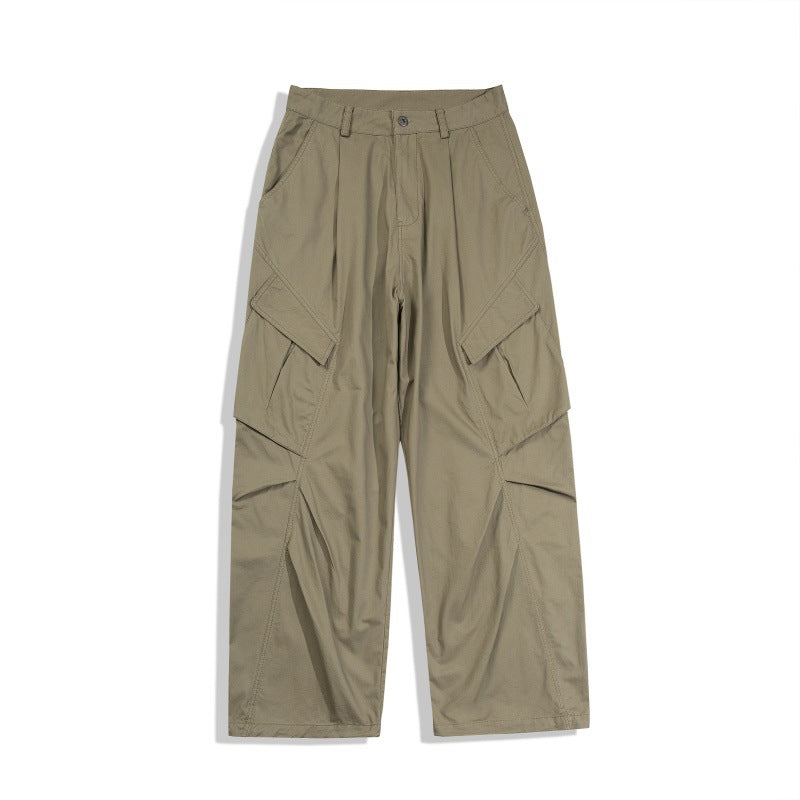 Men's Loose Technical Cargo Pants in Utility Baggy Cut with Asymmetric Flap and Pleat Pockets Mune Fashion