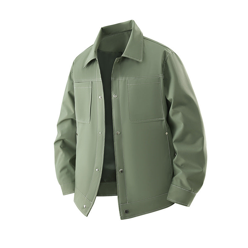 Men's lightweight overshirt jacket made of structured faux leather with patch chest pockets Mune Fashion