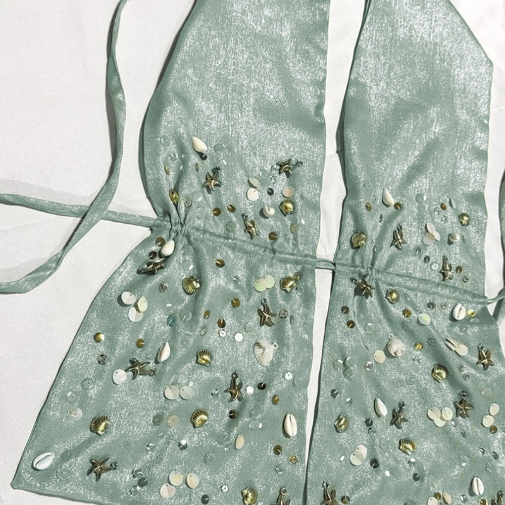 Women's beach top with tasteful pearl details Mune Fashion