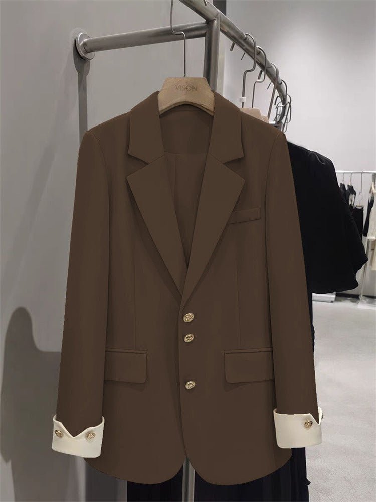 Women Elegant Blazer with Golden Button Details Mune Fashion