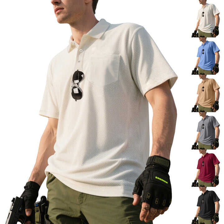 Men's functional short-sleeve polo shirt with breast pocket, integrated pen loop and micro-perforated ventilation Mune Fashion