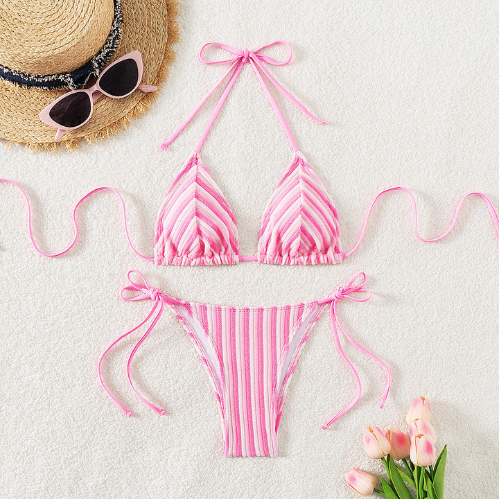 Women's Triangle Bikini with refined stripes and playful bows Mune Fashion