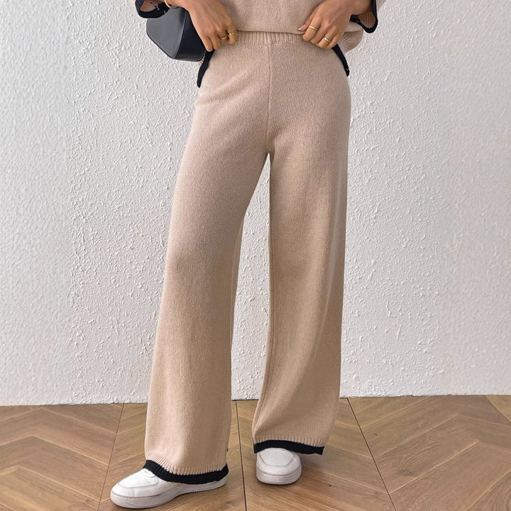 Women's casual knit pants with contrasting cuffs Mune Fashion