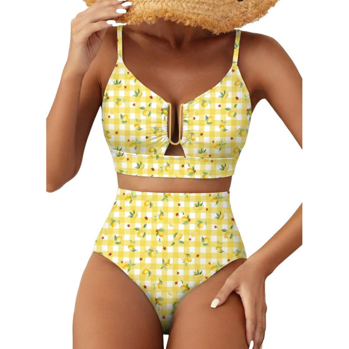 Women High-Cut Bikini with Floral Pattern and Leopard Print Mune Fashion