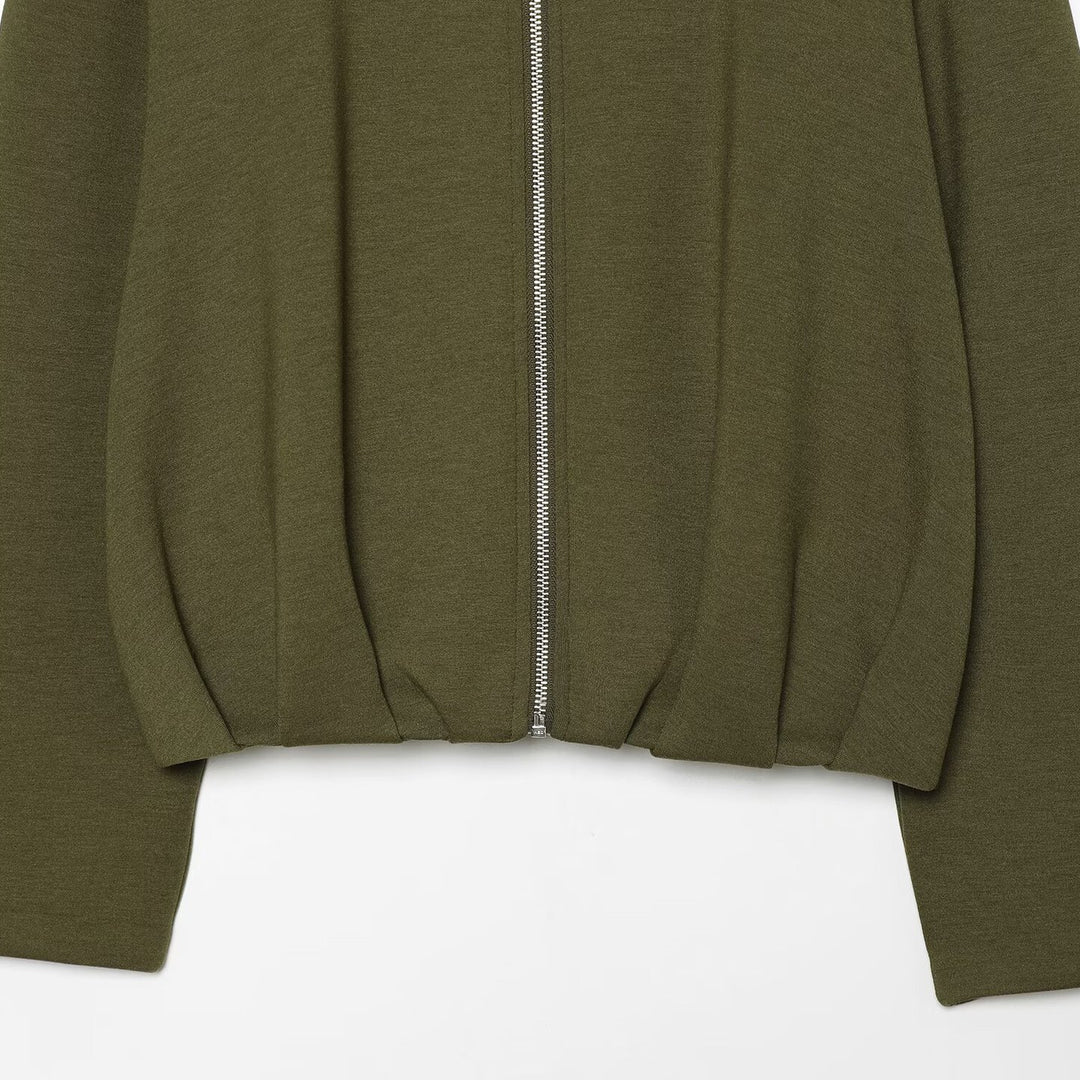 Women's Cropped Sweat Jacket with High Funnel Collar, Full Zip and Fitted Hem Mune Fashion