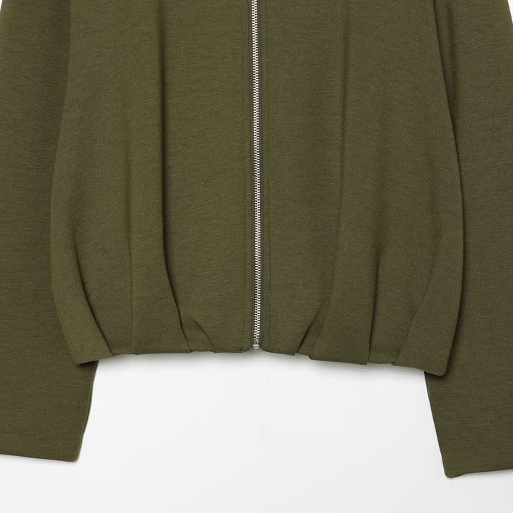 Women's Cropped Sweat Jacket with High Funnel Collar, Full Zip and Fitted Hem Mune Fashion