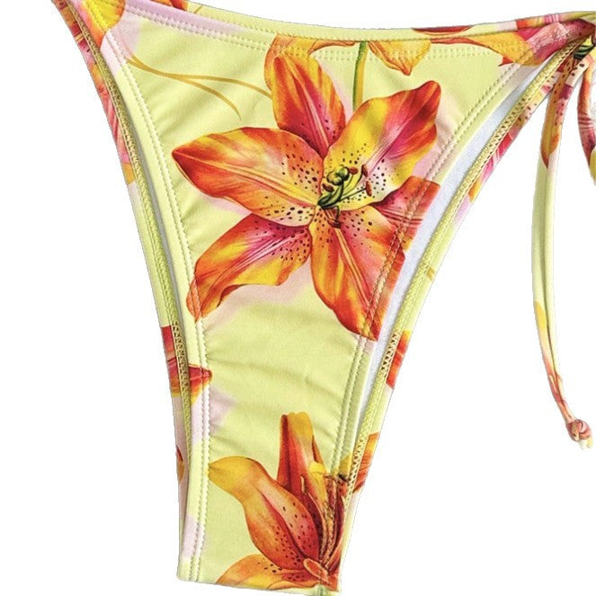 Women's triangle bikini with floral accents and adjustable ties Mune Fashion
