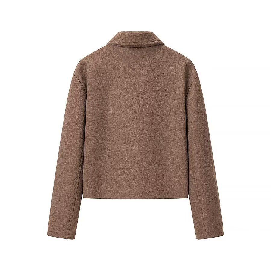 Women's short jacket made of wool blend with zipper and boxy oversized silhouette Mune Fashion