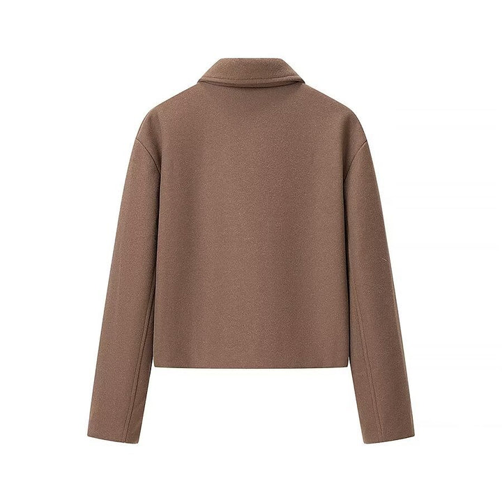 Women's short jacket made of wool blend with zipper and boxy oversized silhouette Mune Fashion