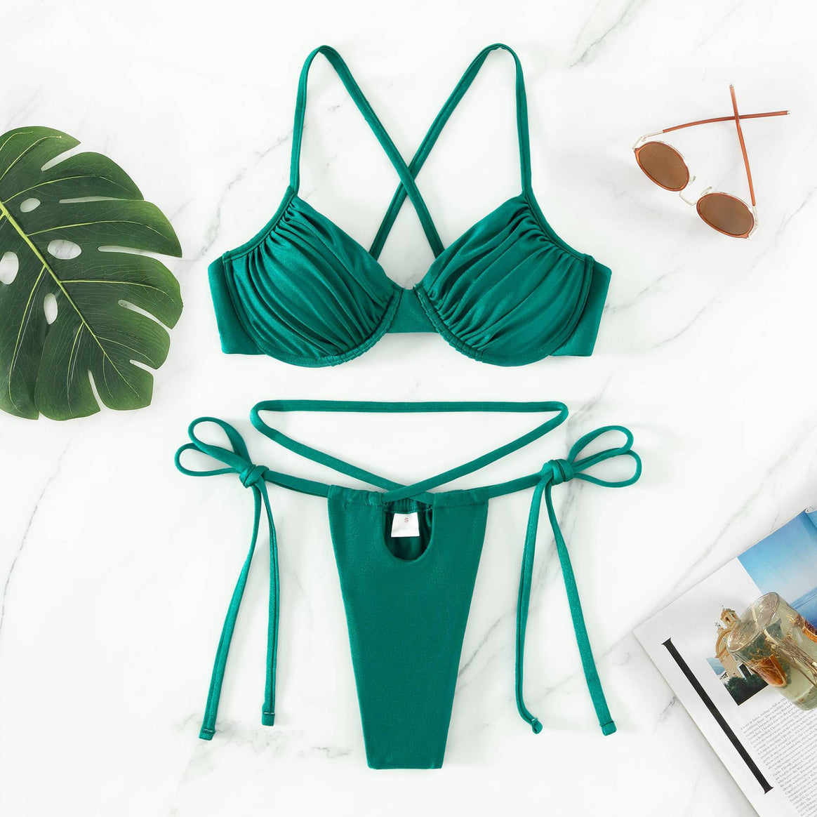 Women's Push-Up Bikini Set with Crossed Straps Mune Fashion