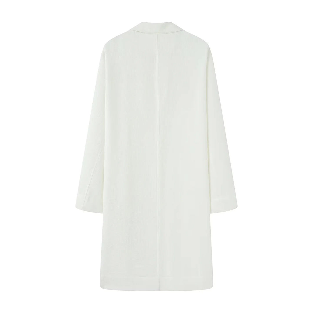 Women's longline coat with shawl collar and large patch pockets Mune Fashion