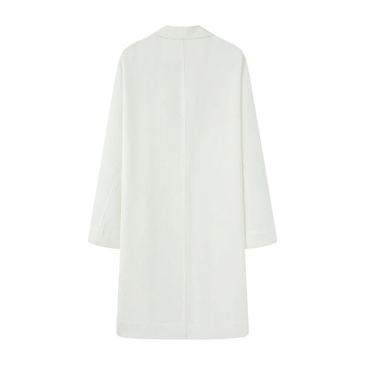 Women's longline coat with shawl collar and large patch pockets Mune Fashion