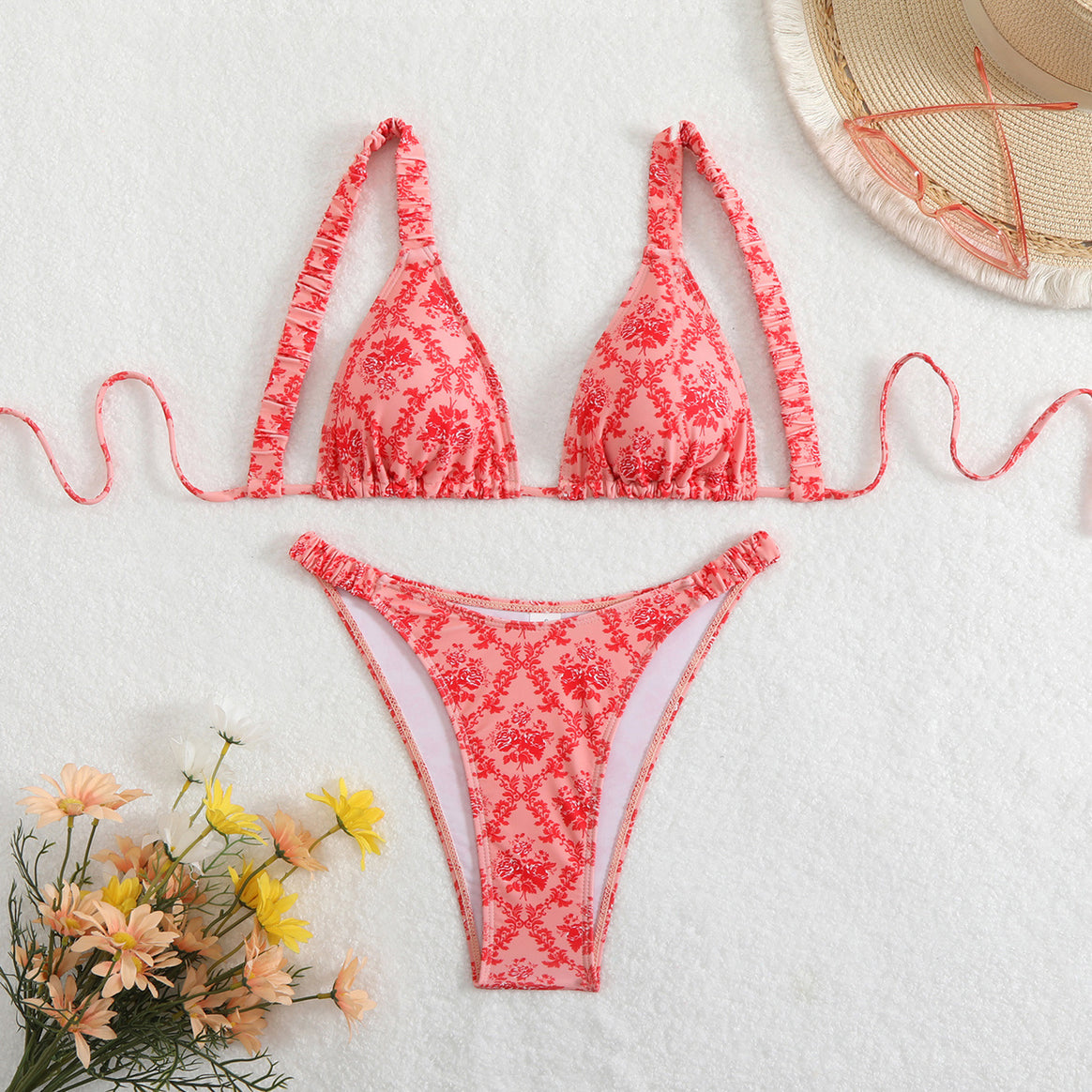 Women's bikini set with floral design and adjustable straps Mune Fashion