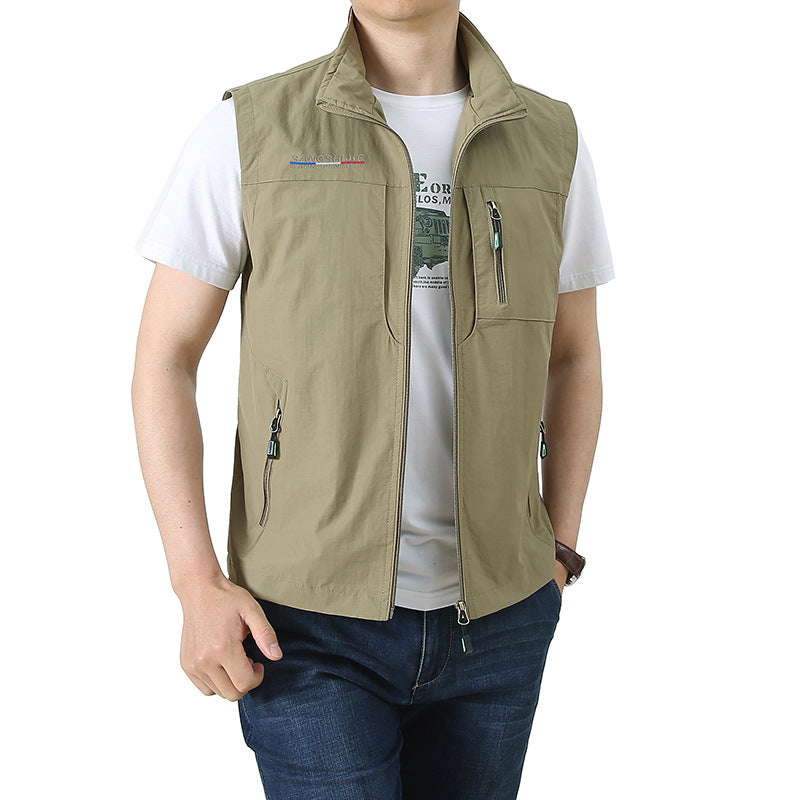 Men's Softshell Utility Vest with Stand-Up Collar and Multi-Pockets Mune Fashion
