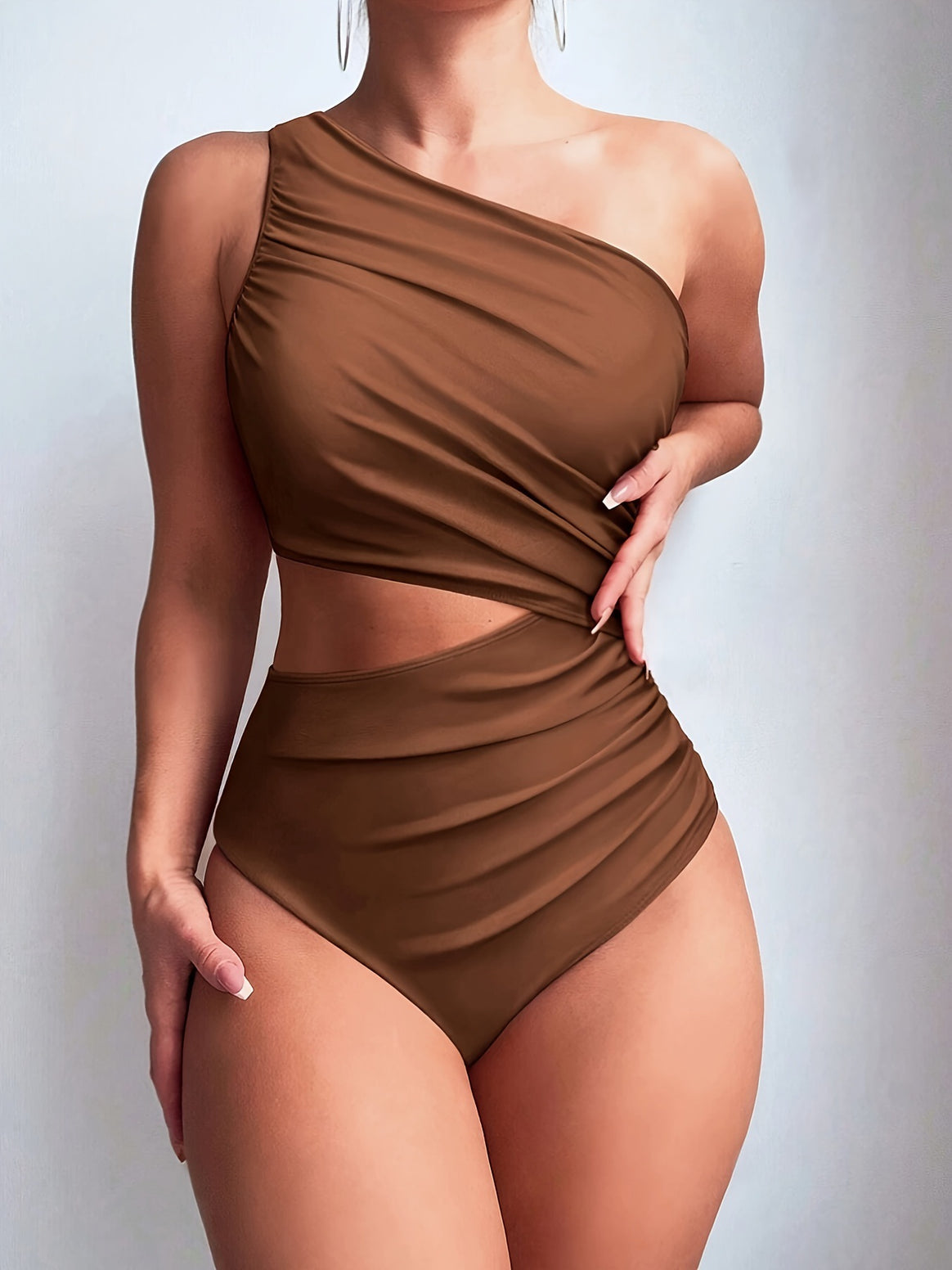 Women's Asymmetrical Cut Swimsuit with Fashionable Ruffle Element Mune Fashion