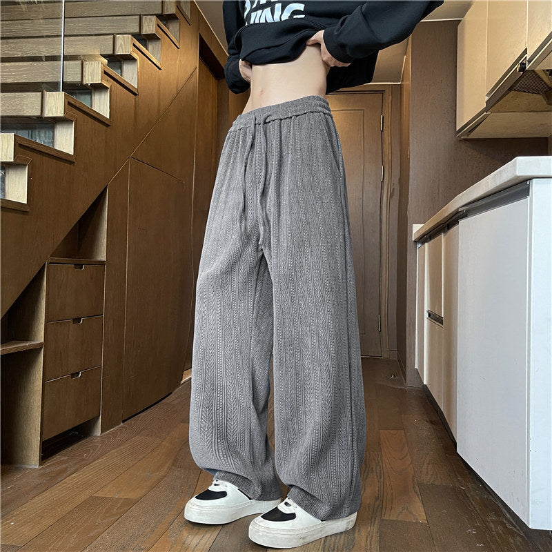 Men's Wide-Cut Knitted Pants in Cable Knit Lounge Style Mune Fashion