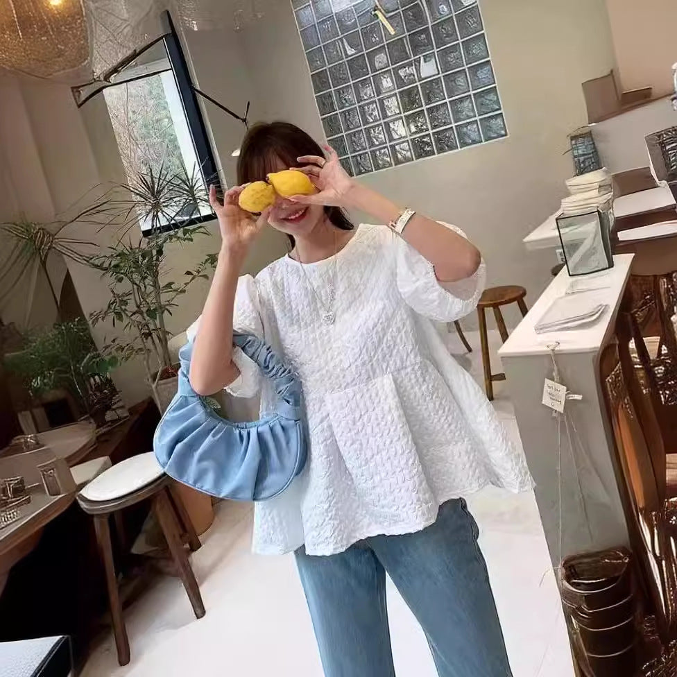 Ladies Oversized Structured Tunic Blouse with Balloon Sleeves Mune Fashion