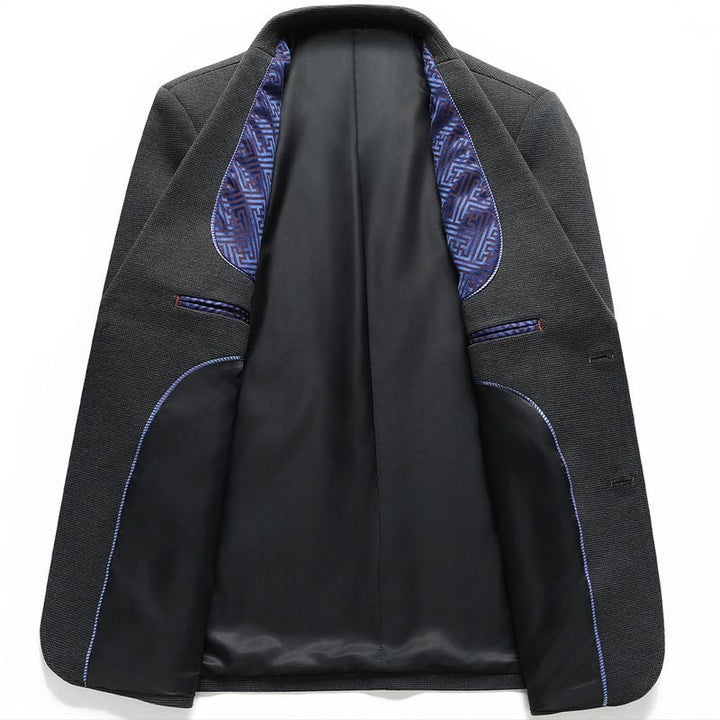 Men Half-lined Structured Blazer with fine Pinstripe Look and Two-button Silhouette Mune Fashion