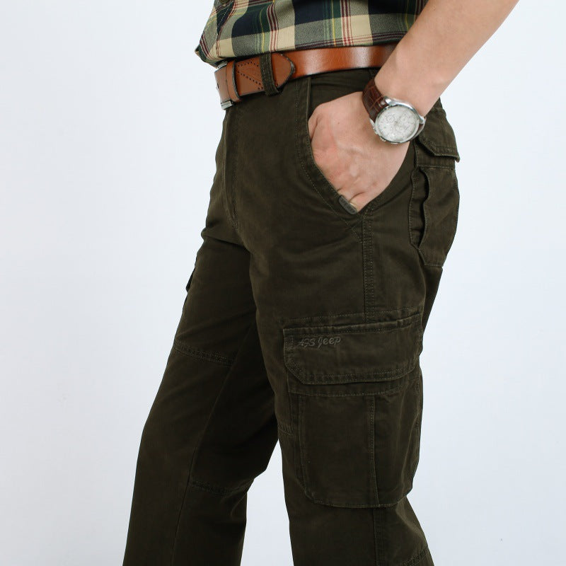 Men's Robust Elastic Canvas Cargo Pants with Reinforced Knee Areas and Multi-Pockets Mune Fashion