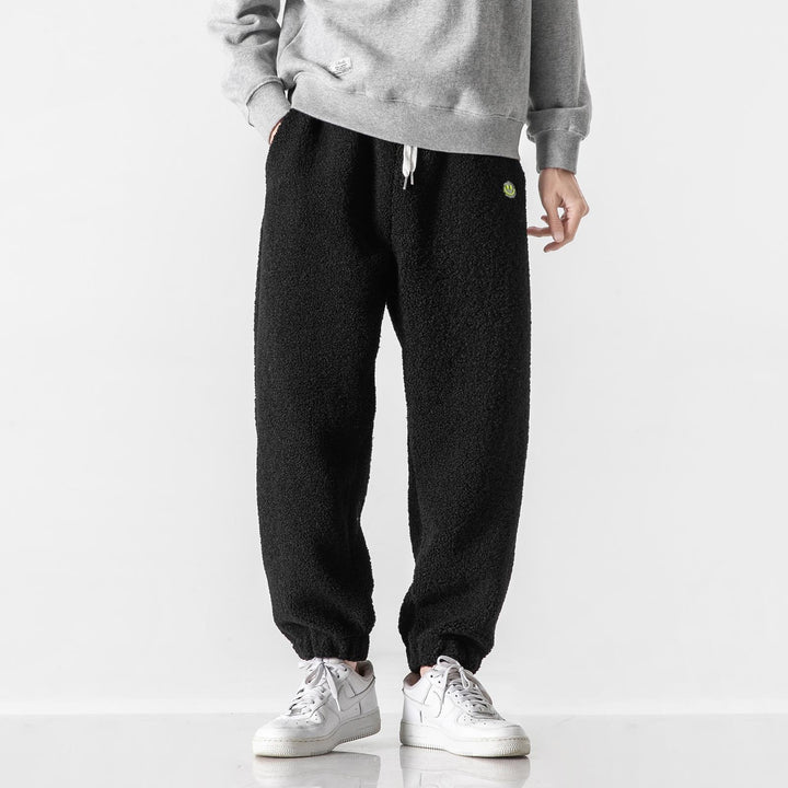 Men's Teddy Fleece Jogging Pants with Elastic Waistband, Drawstring, and Cuffs Mune Fashion
