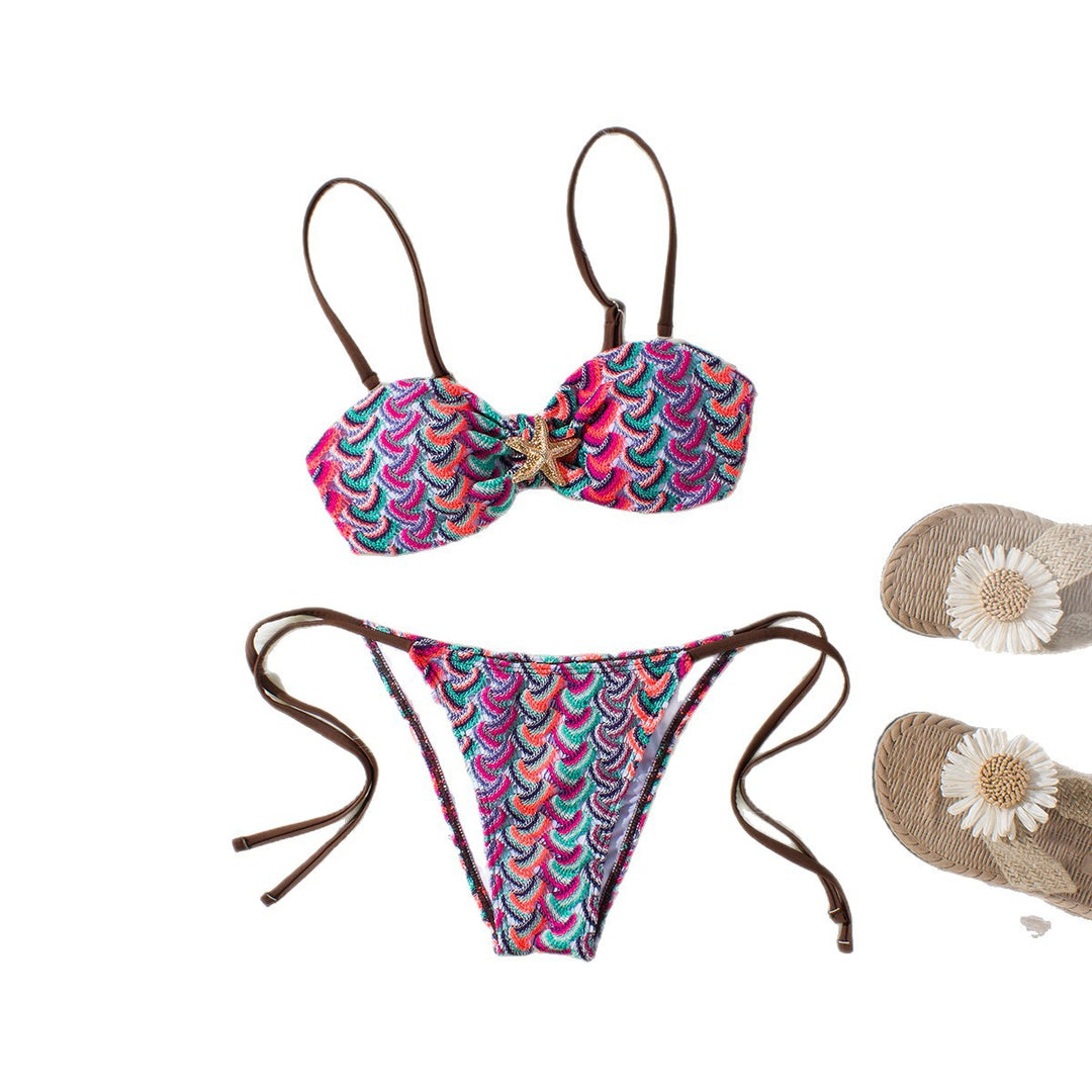 Ladies bandeau bikini with glamorous shell pattern Mune Fashion
