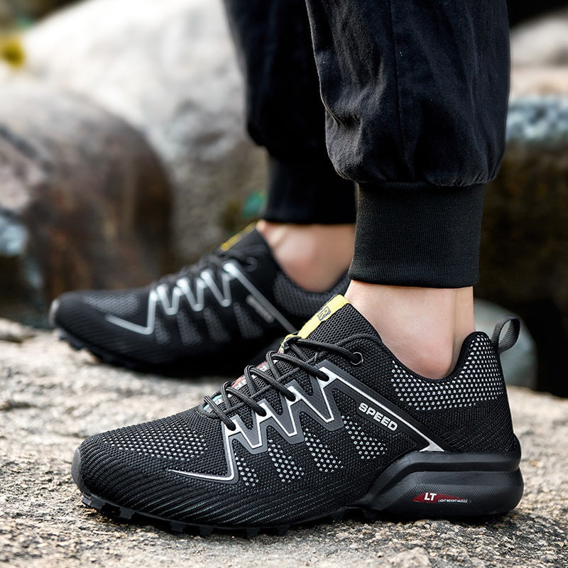 Men's Offroad Running Shoe with Breathable Knit Upper, Grippy Multiterrain Running Sole and Stable Heel Support Mune Fashion