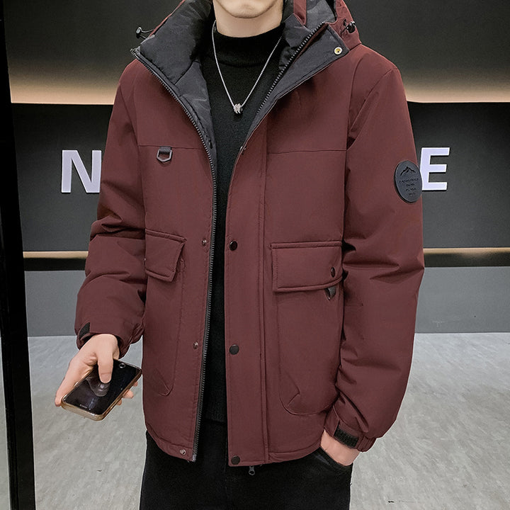 Men's Padded Short Parka with Hood windproof water-repellent and multifunctional pockets Mune Fashion