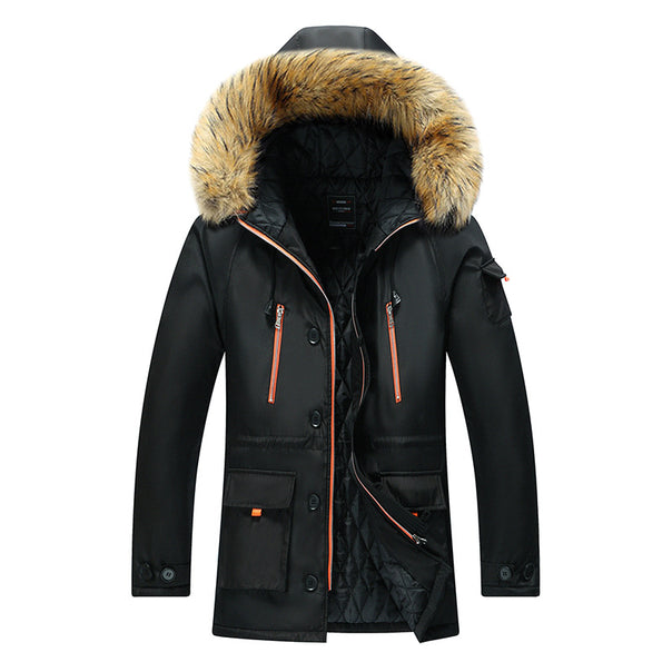Men's thermal outdoor parka with faux fur hood, quilted inner lining, and multifunctional pockets Mune Fashion